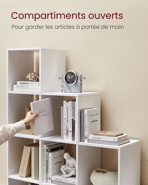 VASAGLE 10-Cube Bookcase, Bookshelf with Open Compartments, Storage Organiser for Decorations, Photos, Plants - vue 5 sur 8