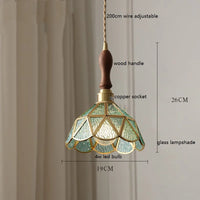 Nordic vintage handheld lamp with coloured glass and copper