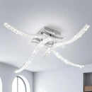 32W Led Ceiling Lamp, Metal Curved Ceiling Lamp Cold White 4 Cross Flamig Acrylic Ceiling Lighting Interior Bedroom Kitchen