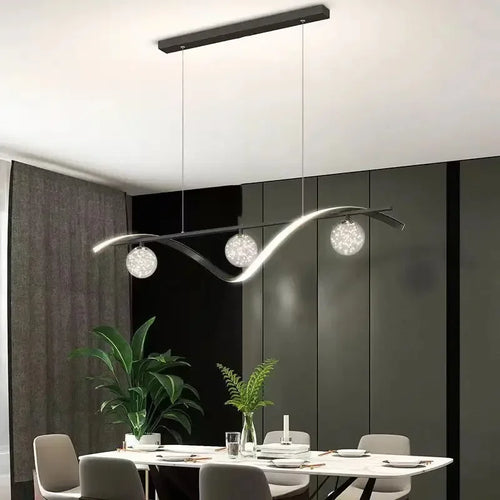 lustre led moderne minimaliste en verre pour restaurant