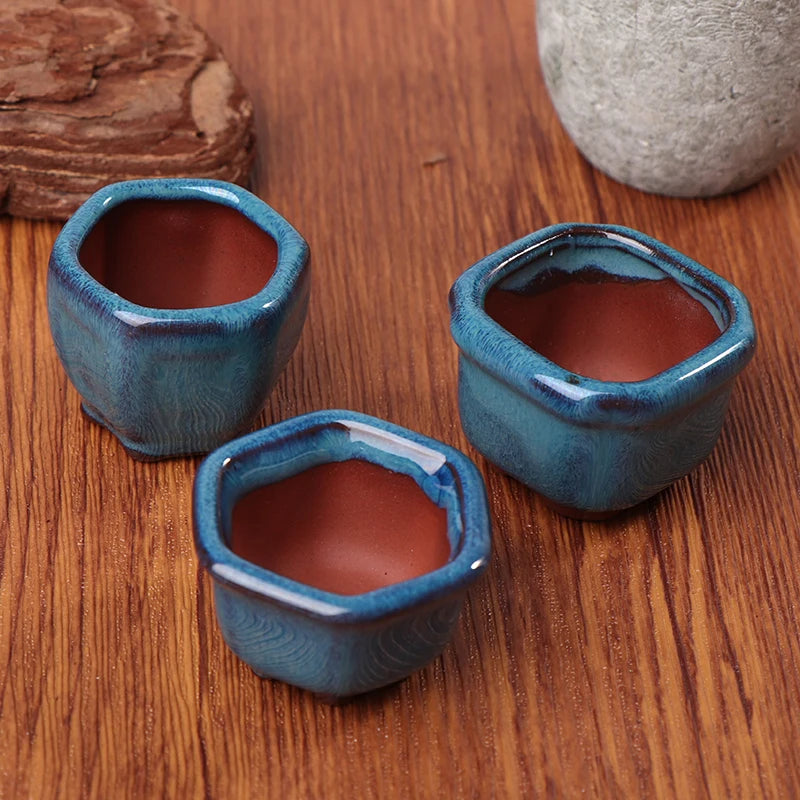 mini pots à bonsaï en céramique pour plantes succulentes artisanaux - vue 5 sur 7