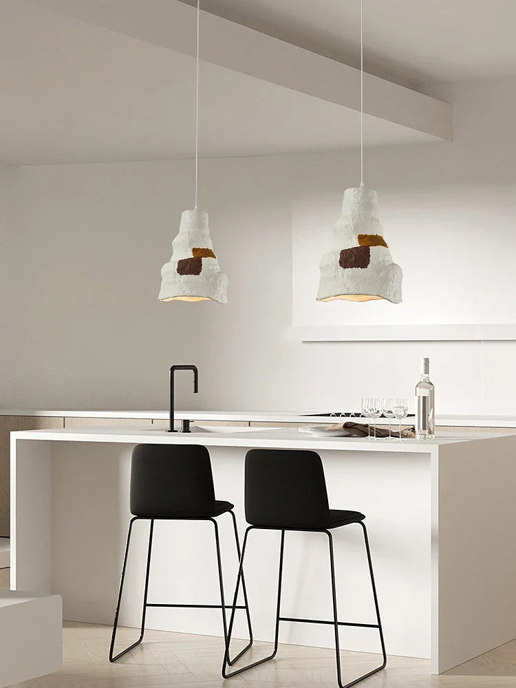 Nordic Wabi Sabi E27 Restaurant Pendant Chandeliers Lustre Living Room Lighting Designer Modern Cafe Bar LED Decor Hanging Lamps - vue 7 sur 11