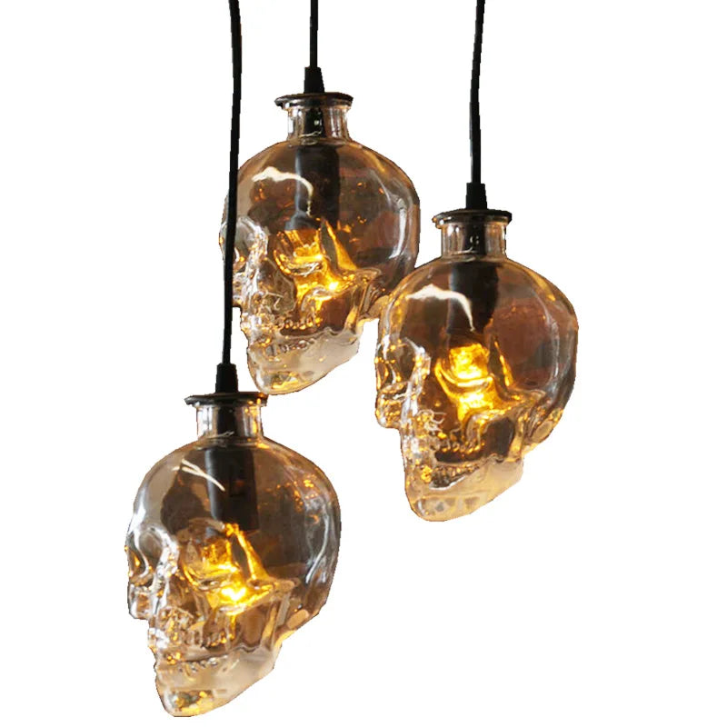 suspension loft américain rétro led crâne bouteille vin décoration café - vue 2 sur 9