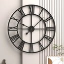 horloge murale moderne rétro en métal avec chiffres romains silencieuse