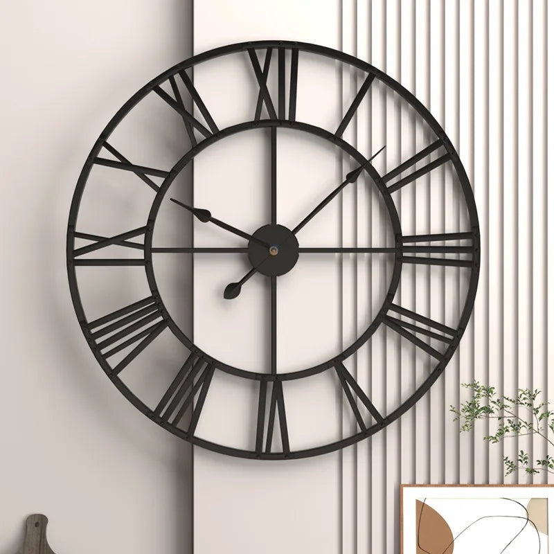 horloge murale 3D rétro en métal style nordique silencieuse et précise - vue 5 sur 8