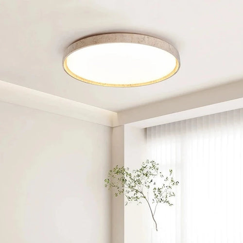 plafonnier Led en pierre Downlight monté en Surface rétro luminaires noyer bûche bois couleur chambre salon grande lumière - vue 3 sur 13