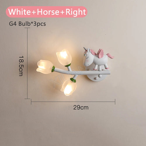 applique murale fille lapin g4 led fleur - vue 13 sur 22
