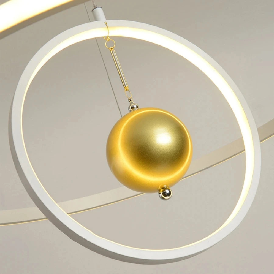 lustre circulaire en forme de boule de fer pour salon - vue 5 sur 8