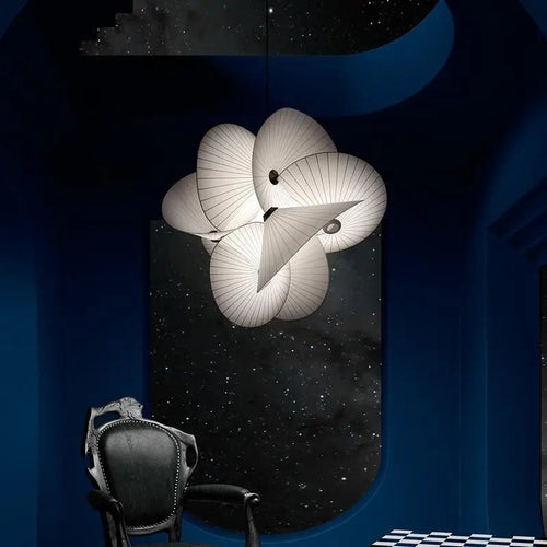 Lustre torsadé blanc moderne - vue 4 sur 7