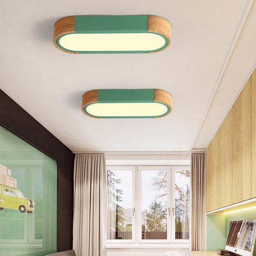 SANDYHA plafonniers nordique Led bois fer acrylique Rectangle piste lampe pour salon chambre décor intérieur luminaires - vue 6 sur 15