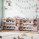 Getone Toy Storage Unit, Children's Bookcase, Toy Organiser with 8 Boxes and 9 Shelves 138x29x94 cm White/Pink