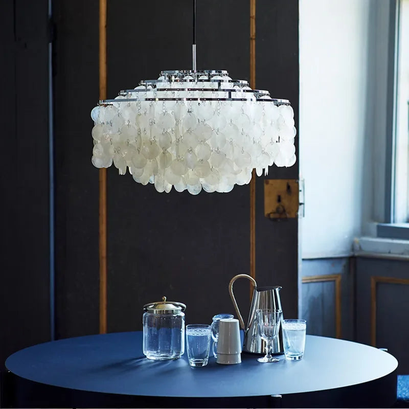 Éclairage de lustre de coquille de luxe moderne pour les luminaires suspendus de salon de Restaurant or/Chrome éclairage à la maison romantique - vue 4 sur 16