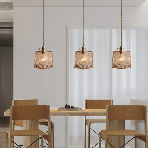 Lustre suspension laiton verre modern