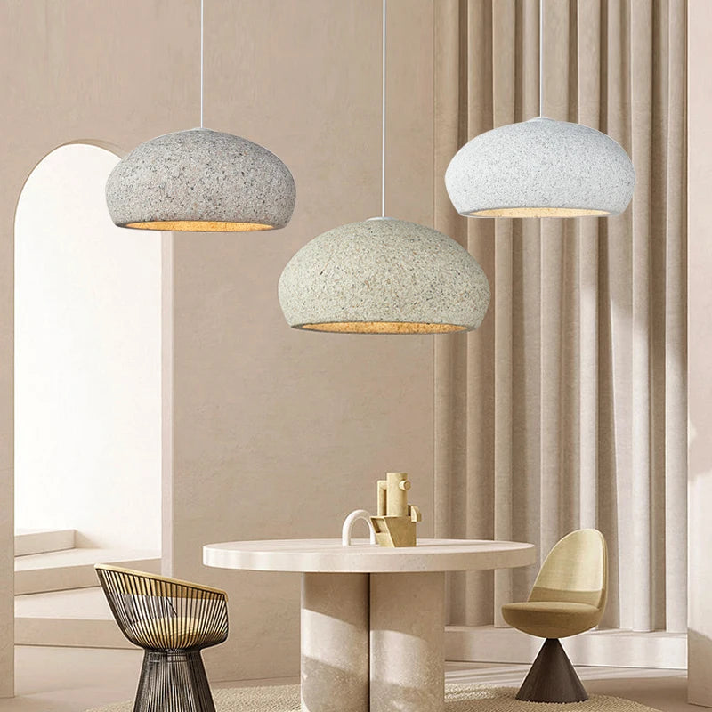 lustre moderne en résine suspension minimaliste nordique wabi-sabi