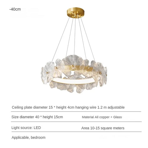 suspension en cuivre avec luminaire en verre artistique haut de gamme
