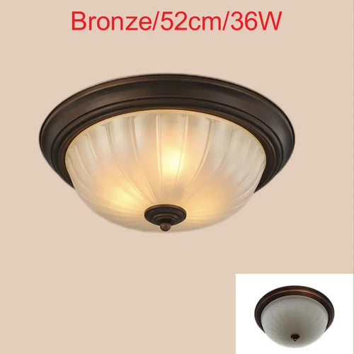 Plafonnier rond or/noir/Bronze plafonnier verre dépoli pour couloir salon cuisine LED lumineuse éclairage 110/220V - vue 19 sur 18