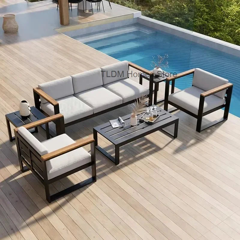 canapés de jardin en aluminium étanche mobilier extérieur combiné - vue 5 sur 18