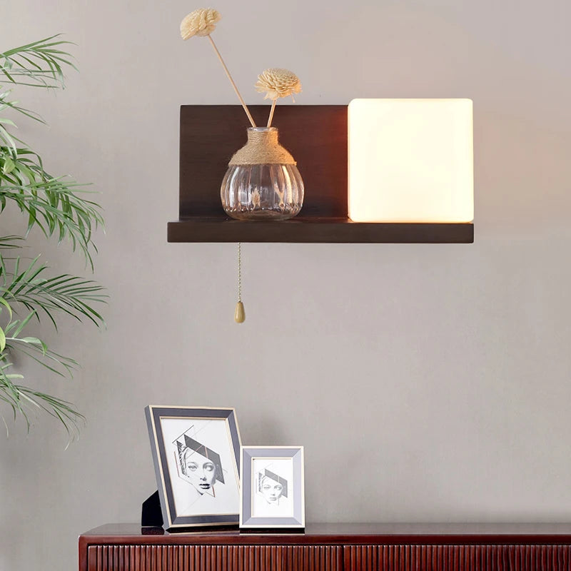 applique murale en bois avec ampoule led pour intérieur