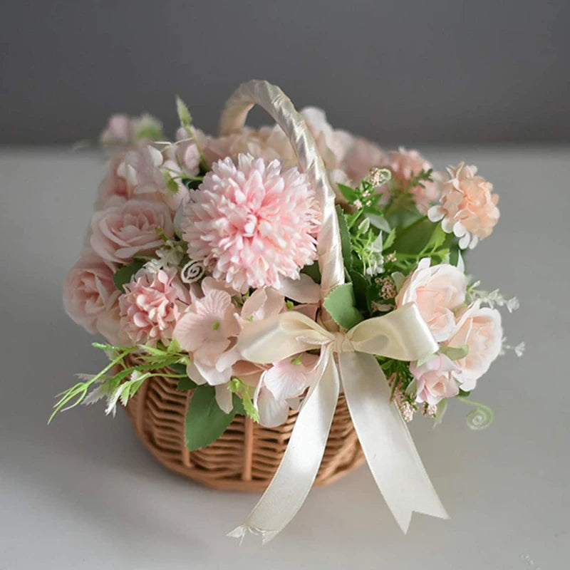panier de fleurs de mariage tissé à la main pour rangement et pique-nique - vue 6 sur 10