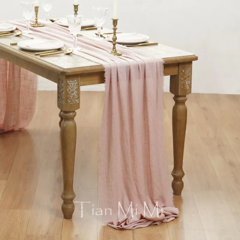 Chemin de table coton gaze style vintage mariage - vue 15 sur 29