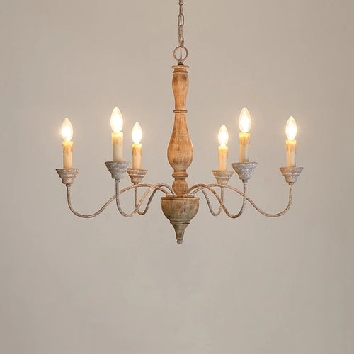 lustre en bois style Américain Rural Vintage salon salle à manger chambre suspension café magasin de vêtements plafonnier