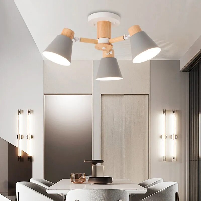 Lustre LED de bois massif nordique - vue 3 sur 10