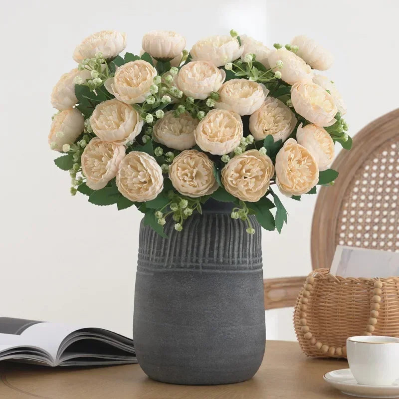 fleurs artificielles pivoines en soie pour mariage décoration florale - vue 6 sur 12