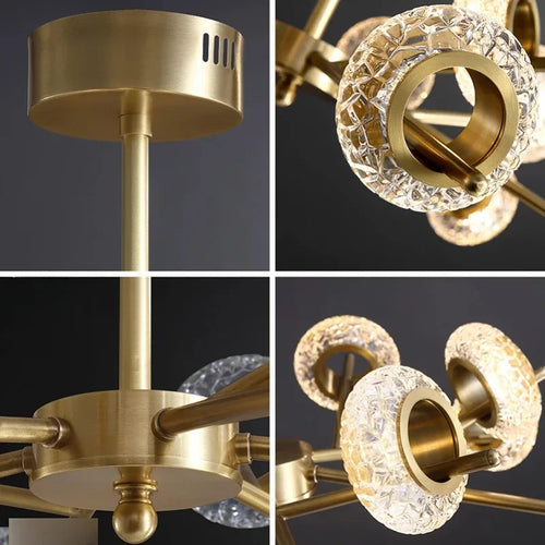 Nordic cracked glass chandelier with modern minimalist LED - vue 6 sur 10