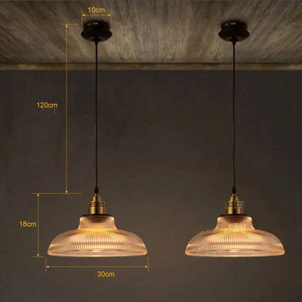 suspension vintage en verre transparent créative lumineuse - vue 8 sur 7