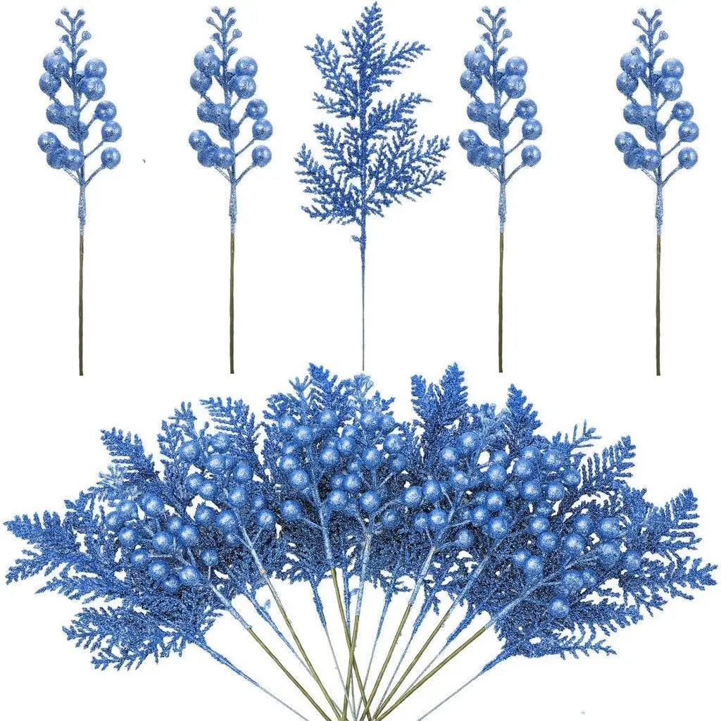 lot de 5 décorations de noël paillettes fleurs artificielles pour nouvel an 2025 - vue 11 sur 13
