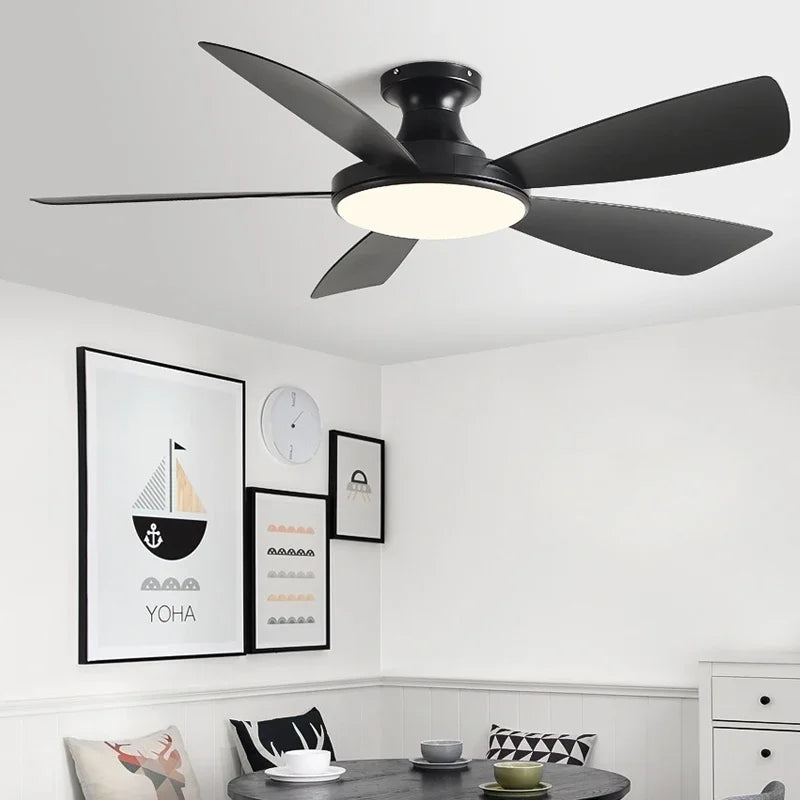 ventilateur de plafond bas moderne avec lumière led et télécommande dc - vue 3 sur 12