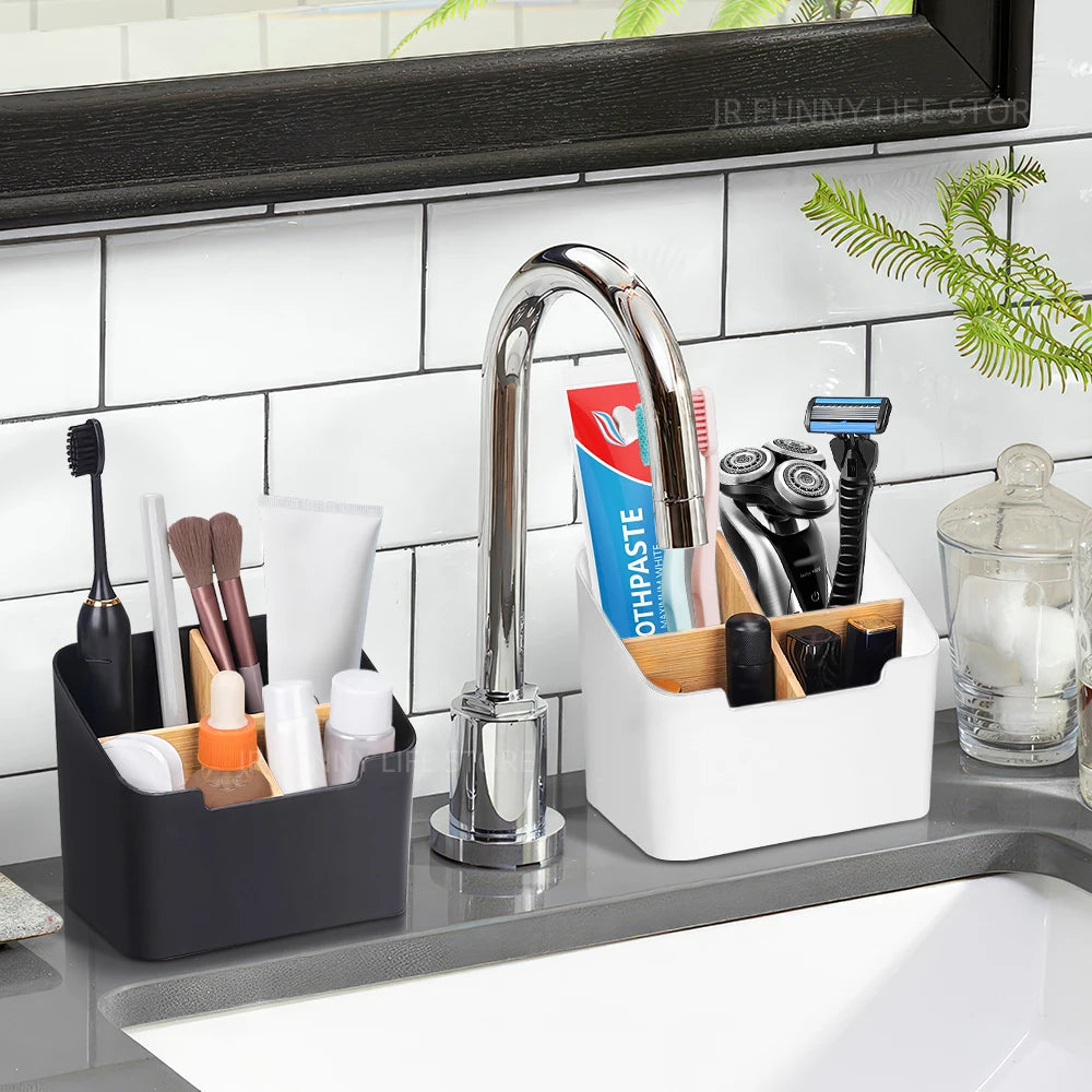 porte-brosse à dents en bambou pour salle de bain et rangement - vue 3 sur 10
