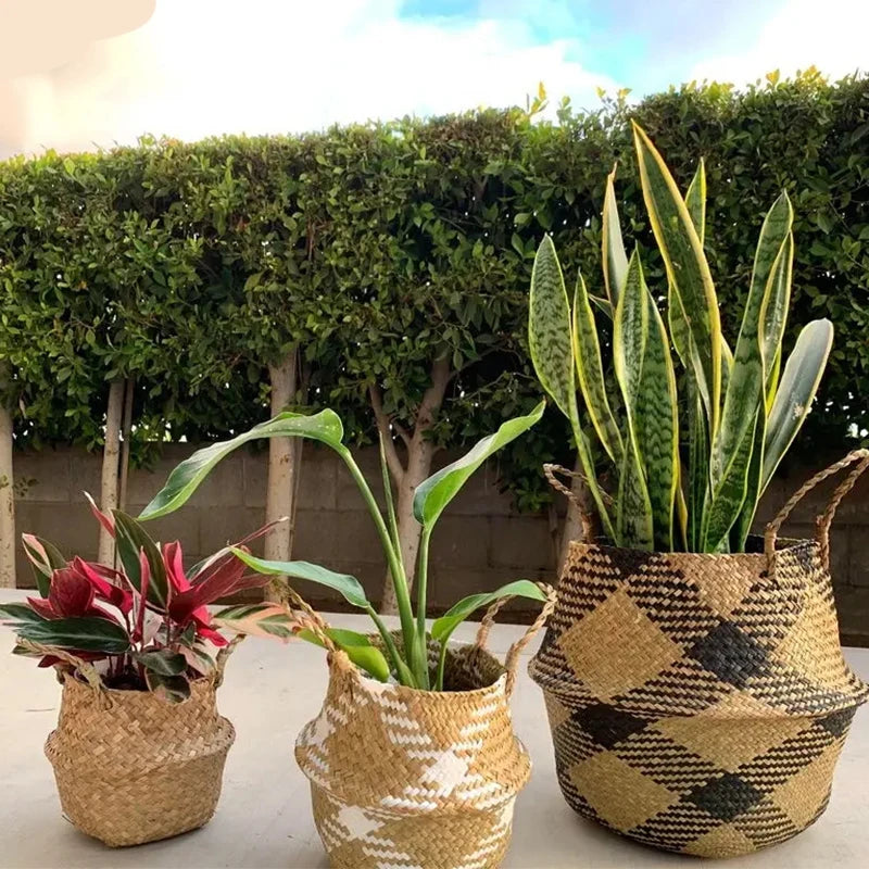 paniers de rangement en bambou pliables pour décoration et jardin - vue 4 sur 10