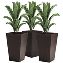 Outsunny Set of 3 Square Pots for Plants Flowers 3 Pot Mat Effect of Smile Rattan for Garden Terrace 36.5x36.5x61cm