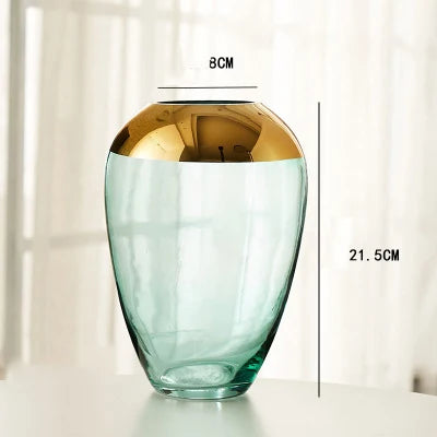 Light luxury handicraft ornaments, ice flower colored glass vase, large transparent glaze ware - vue 10 sur 11