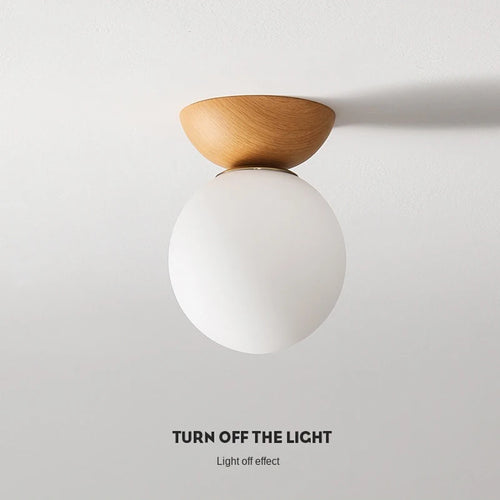 Plafonnier moderne LED en bois arrondi design - vue 7 sur 10