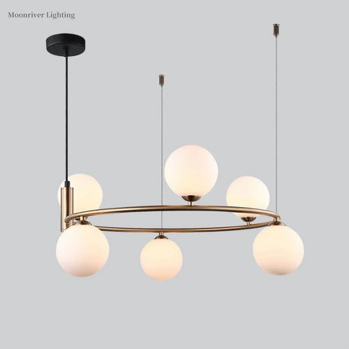 Minimalist white glass chandelier for modern interior decor - vue 2 sur 12
