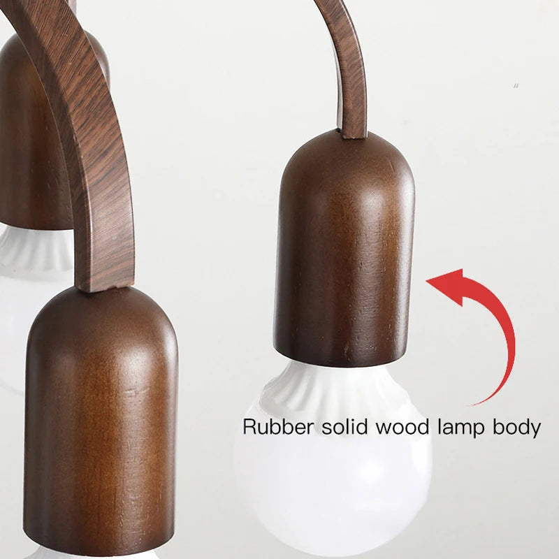 lustre à led vintage nordique imitation bois pour intérieur moderne - vue 11 sur 12