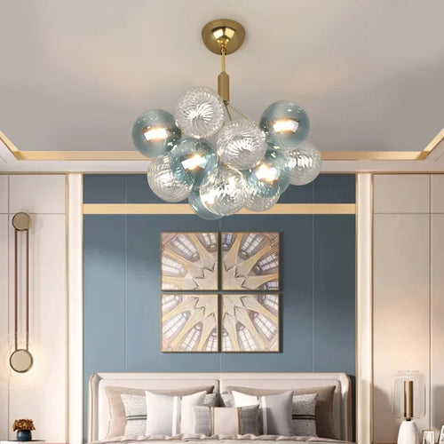 Modern multicolour glass ball ceiling chandelier luxury decor lighting - vue 3 sur 9