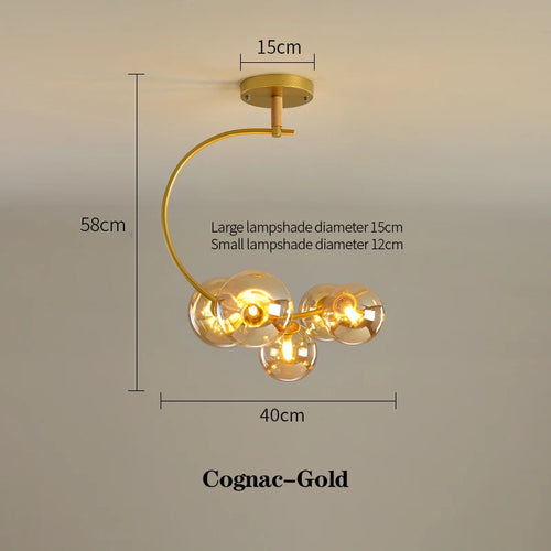 Nordic glass ceiling light with multicolour shade for indoor decor - vue 8 sur 9