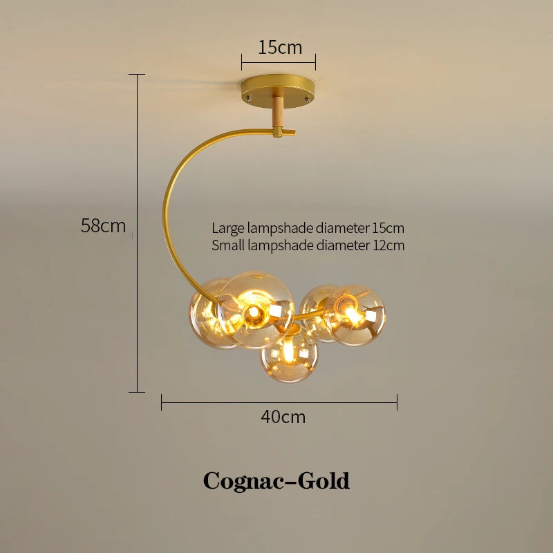 Nordic glass ceiling light with multicolour shade for indoor decor - vue 7 sur 9
