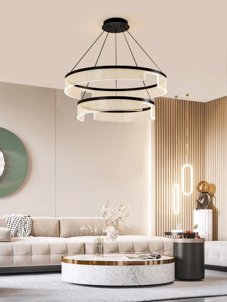 Circular Acrylic Living Room Pendant Light, Pendant Lamp Chandelier, Hanging Light Fittings, Hanging Light Pendant Lamp - vue 4 sur 10