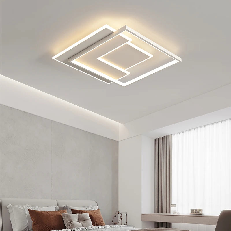 plafonnier led minimaliste géométrique rectangulaire et rond - vue 5 sur 14