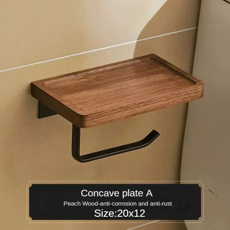porte-serviettes en bois et aluminium organisateur mural pour accessoires de douche - vue 11 sur 16