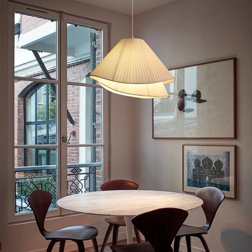 Minimalist fabric LED pendant lamp nordic art design - vue 3 sur 10