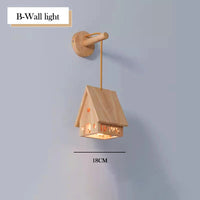 Solid wood minimalistic LED chandelier for children's room