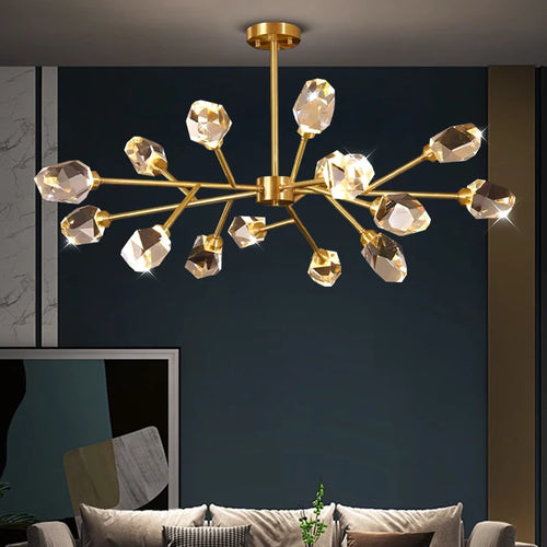 lustre en cuivre et cristal pour une ambiance élégante - vue 4 sur 8