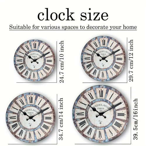 A Country Retro Style Wooden Round Wall Clock, Wooden Texture Design Wall Clock, Silent and Non-Drip, Battery Powered Decorative Clock for Home Kitchen, Living Room, Office, Bathroom, Bedroom 11.2inch Inches 15.6inch Inches ( - vue 4 sur 7