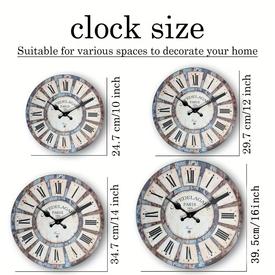 A Country Retro Style Wooden Round Wall Clock, Wooden Texture Design Wall Clock, Silent and Non-Drip, Battery Powered Decorative Clock for Home Kitchen, Living Room, Office, Bathroom, Bedroom 11.2inch Inches 15.6inch Inches ( - vue 3 sur 7