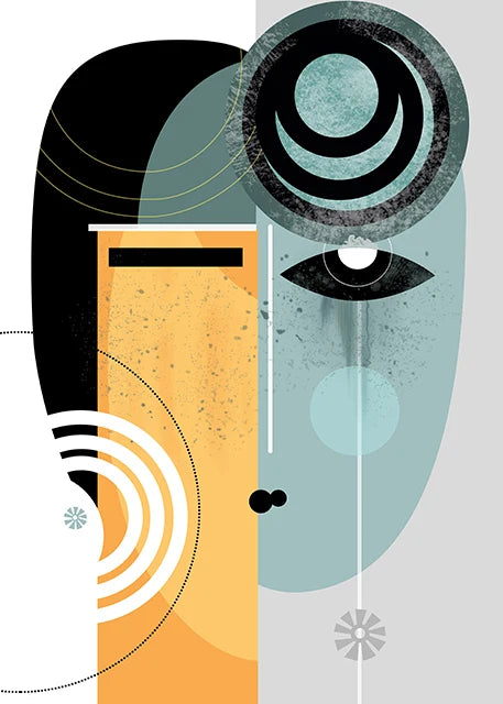 art mural abstrait avec personnages modernes pour décoration intérieure